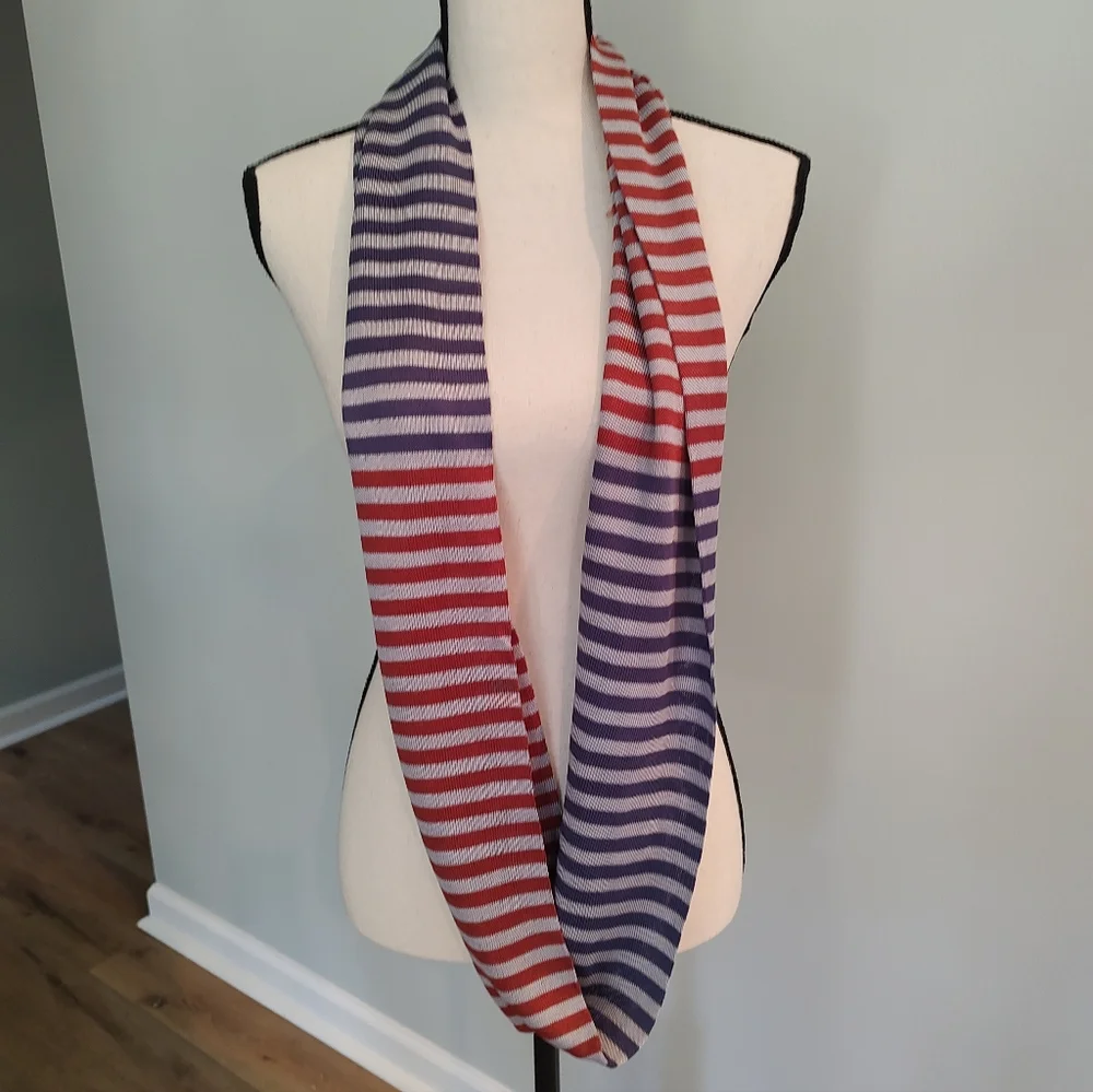 LOFT Orange and Blue Infinity Scarf NWT
